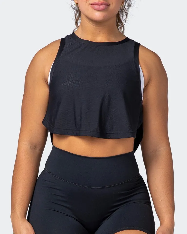 Level Up Cropped Training Tank - Black