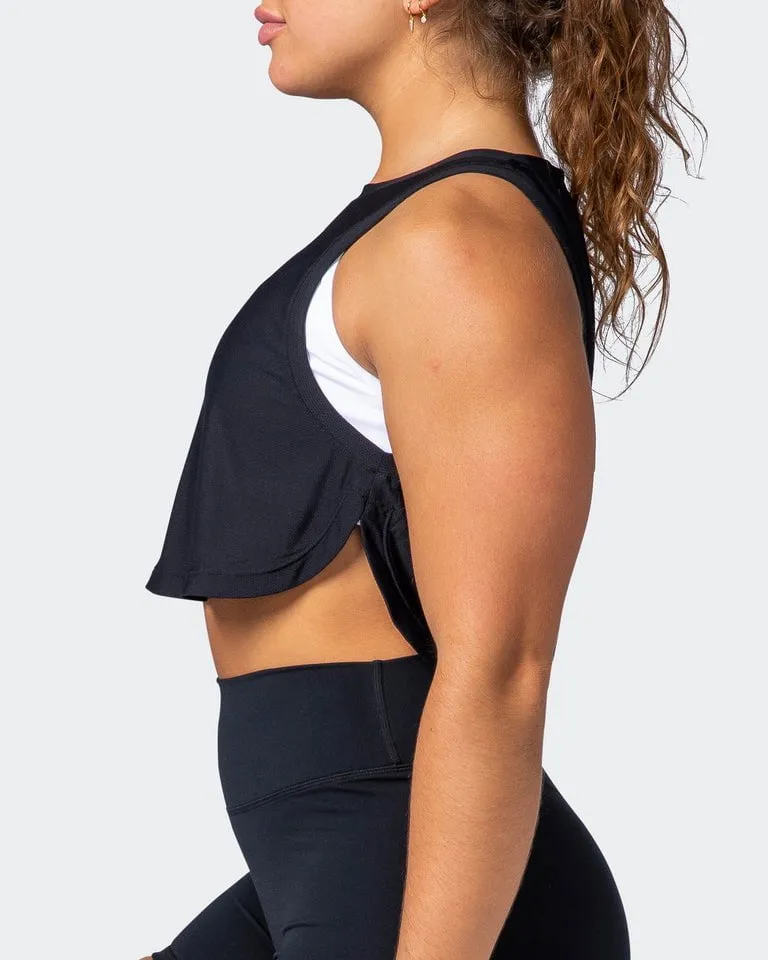 Level Up Cropped Training Tank - Black