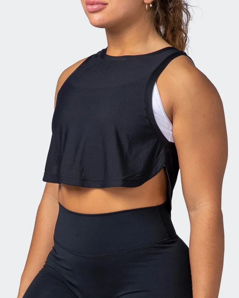 Level Up Cropped Training Tank - Black