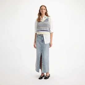 Levi’s ANKLE Column Skirt Please Hold Med Indigo - Worn In