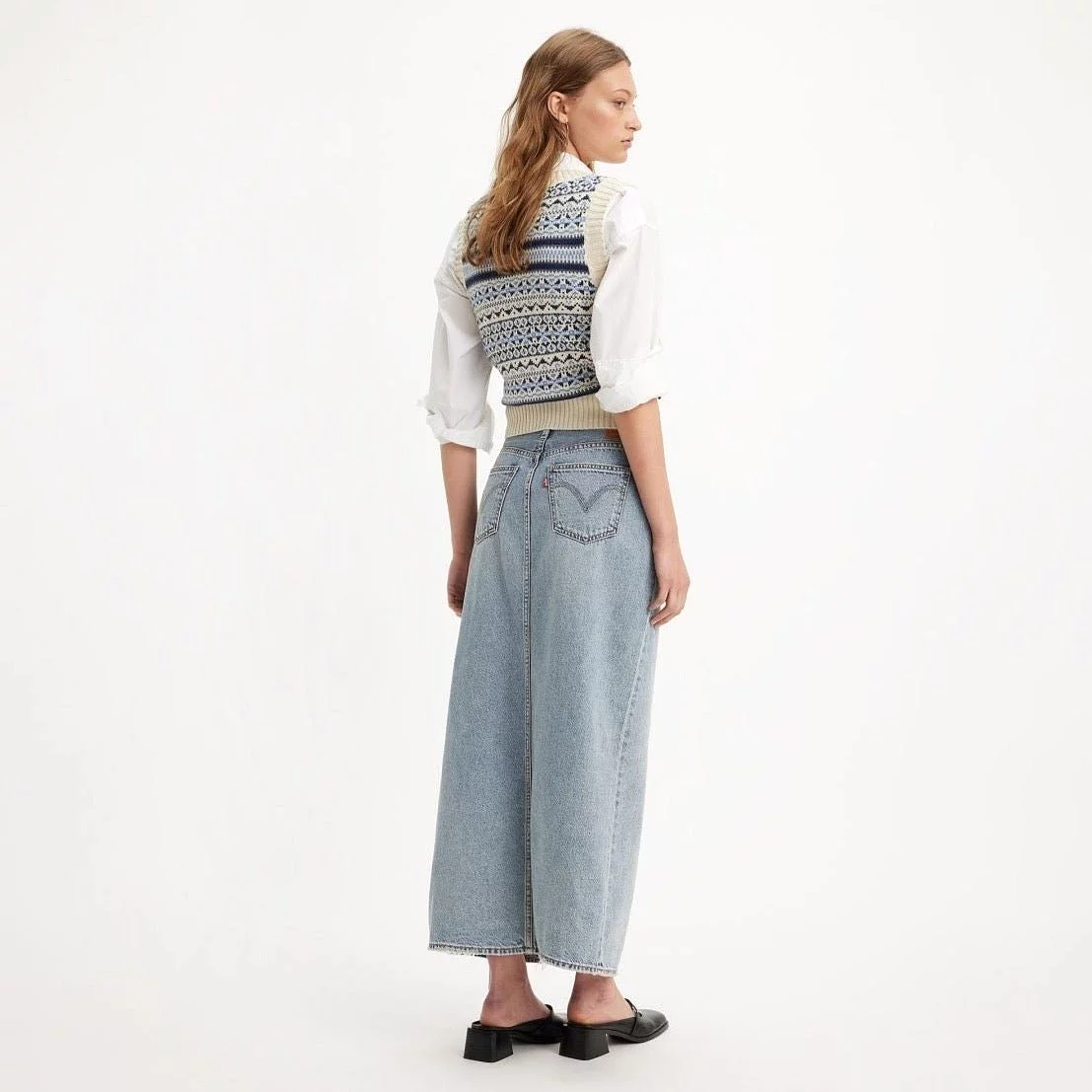 Levi’s ANKLE Column Skirt Please Hold Med Indigo - Worn In