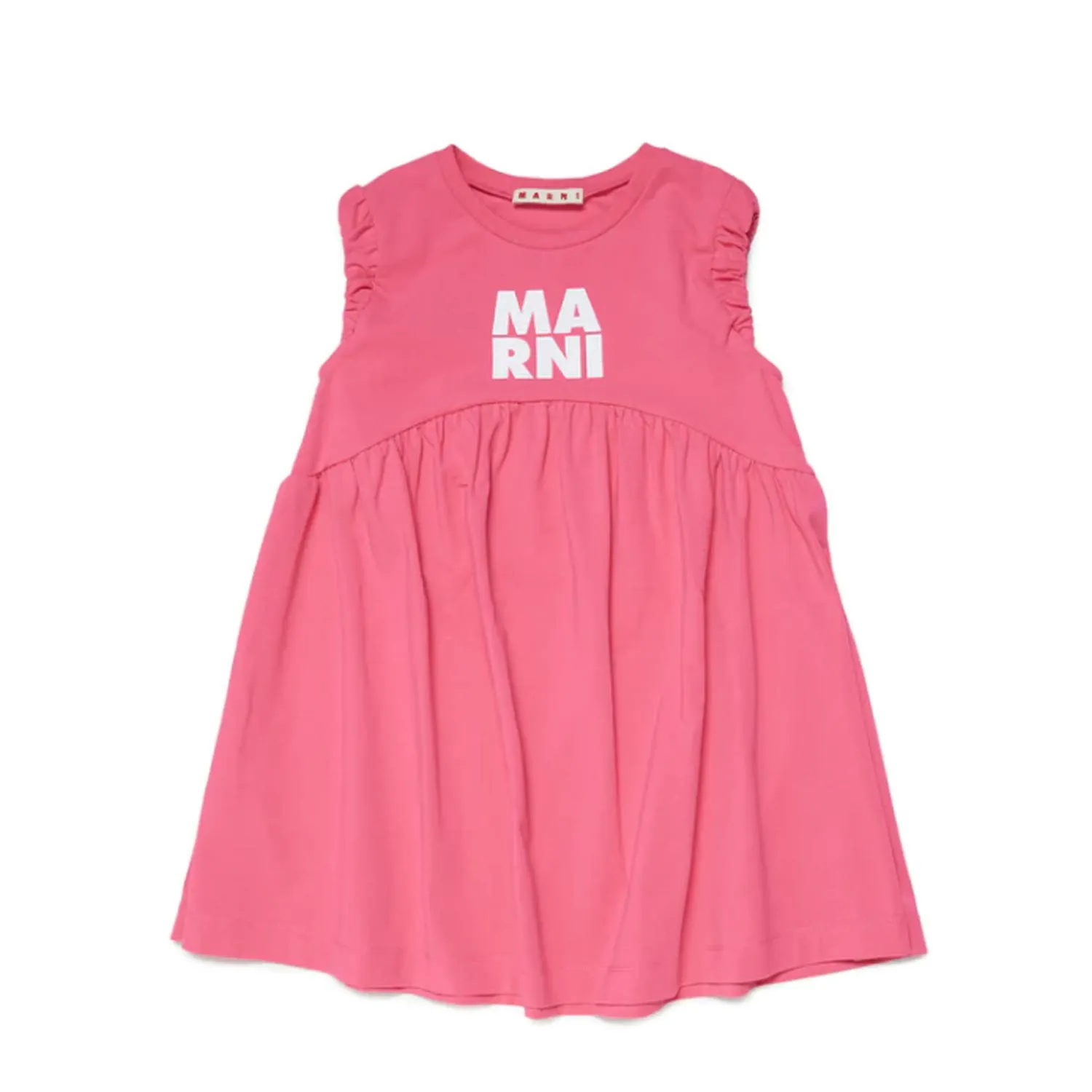 Marni Pink Dress With White Logo For Girls