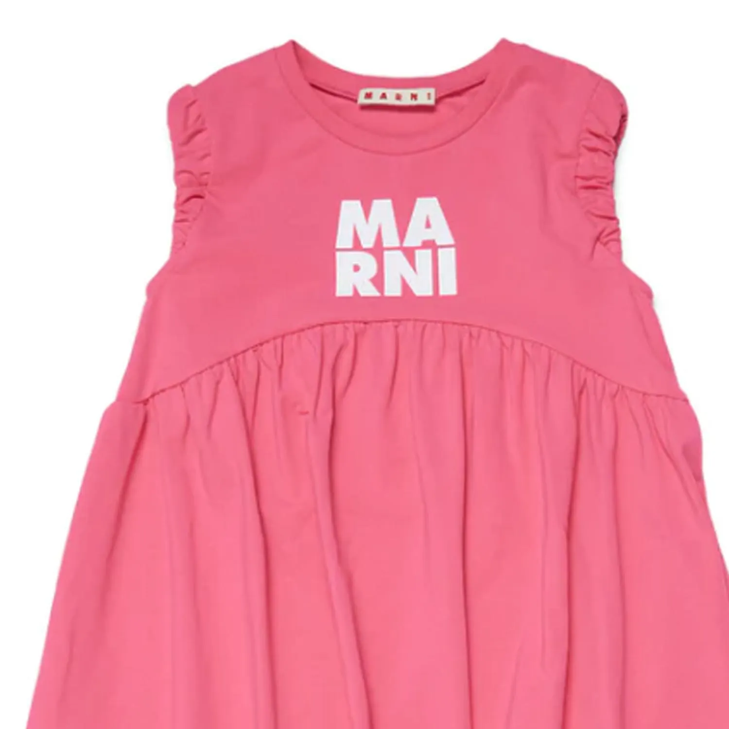 Marni Pink Dress With White Logo For Girls