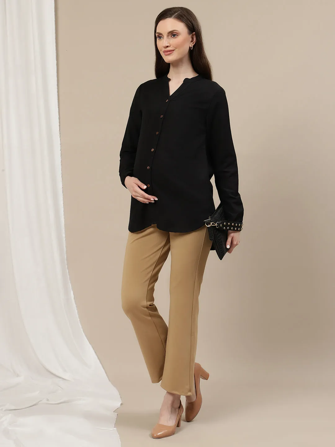 Maternity Bootcut Pants - Beige