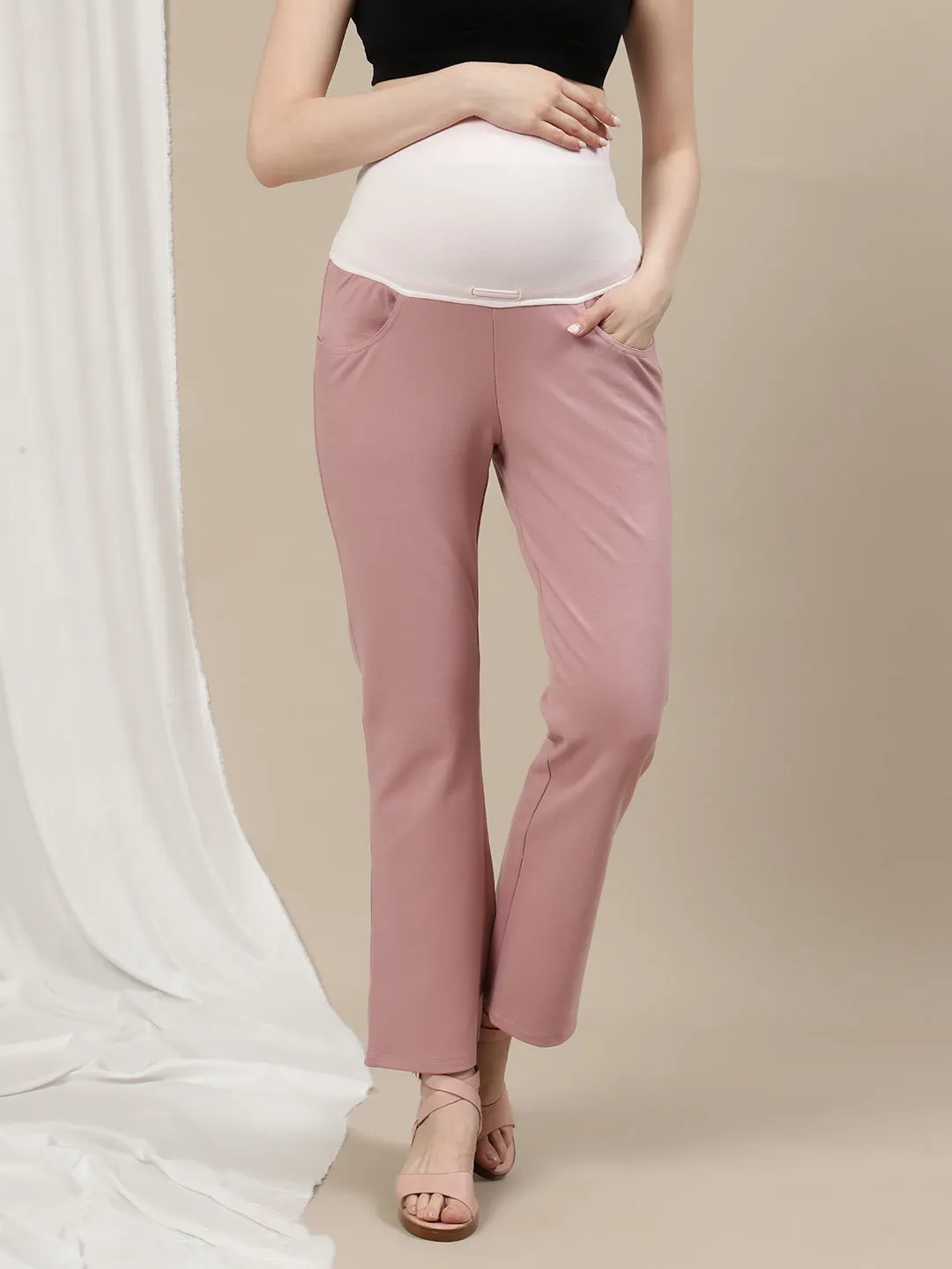 Maternity Bootcut Pants - Beige