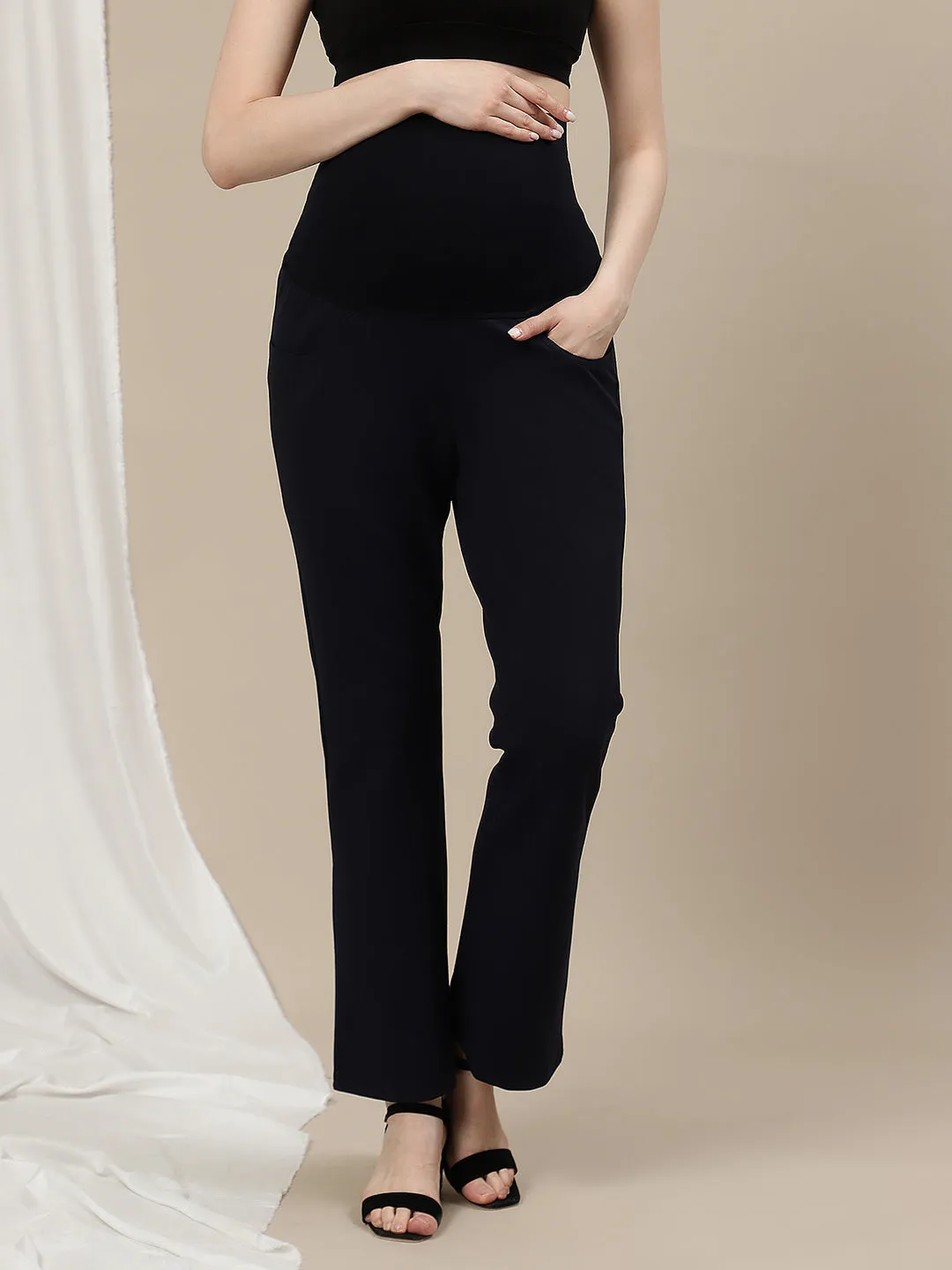 Maternity Bootcut Pants - Beige