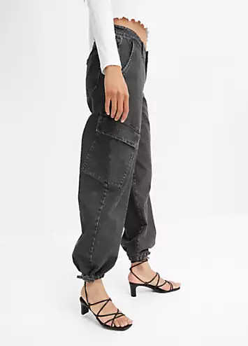 Mid Waist Cargo Jeans by bonprix | Look Again