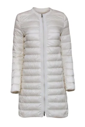 Moncler - Cream Lightweight Long Puffer Jacket Sz 1