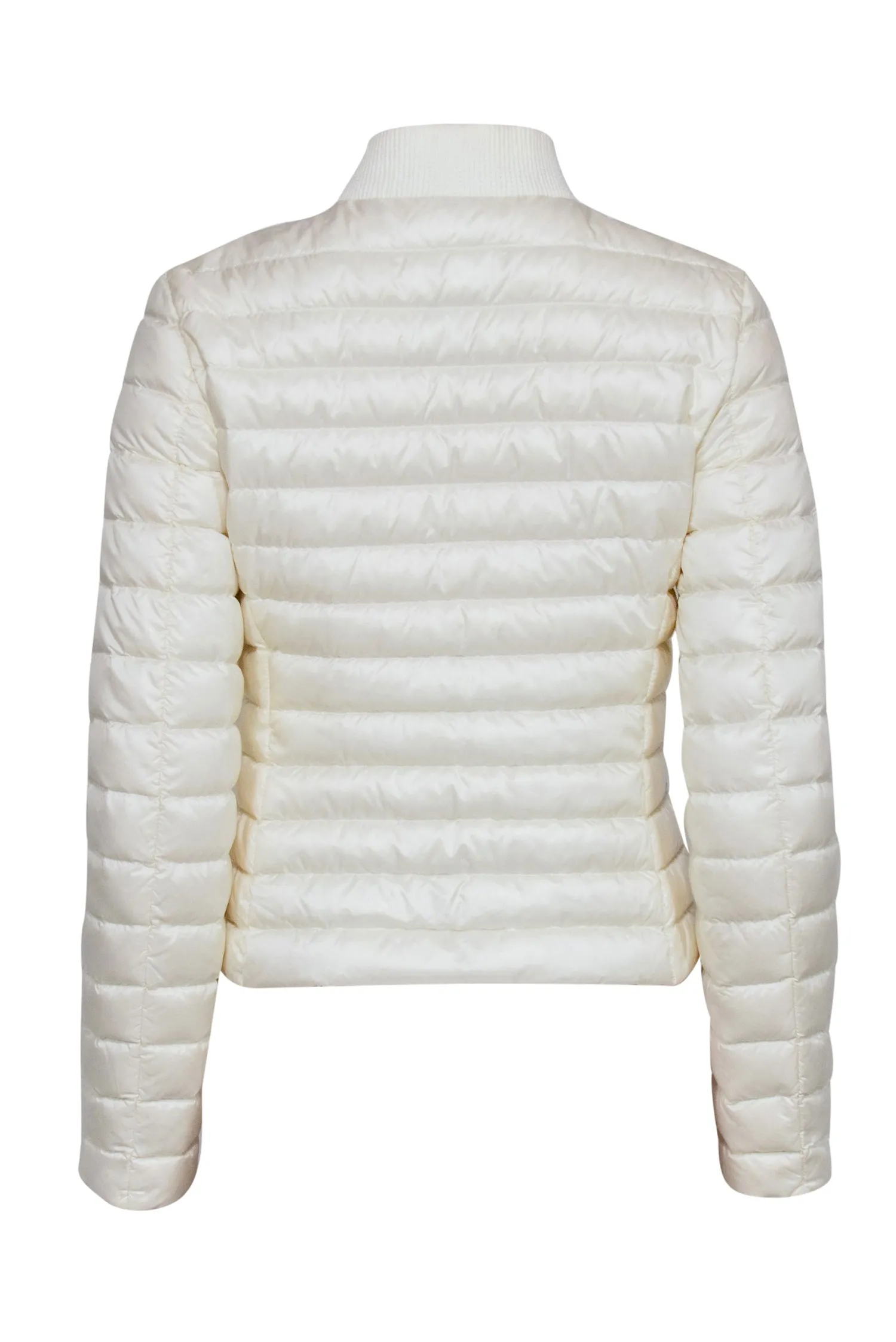 Moncler - Cream Puffer Jacket w/ Black Zipper Accent Sz 0