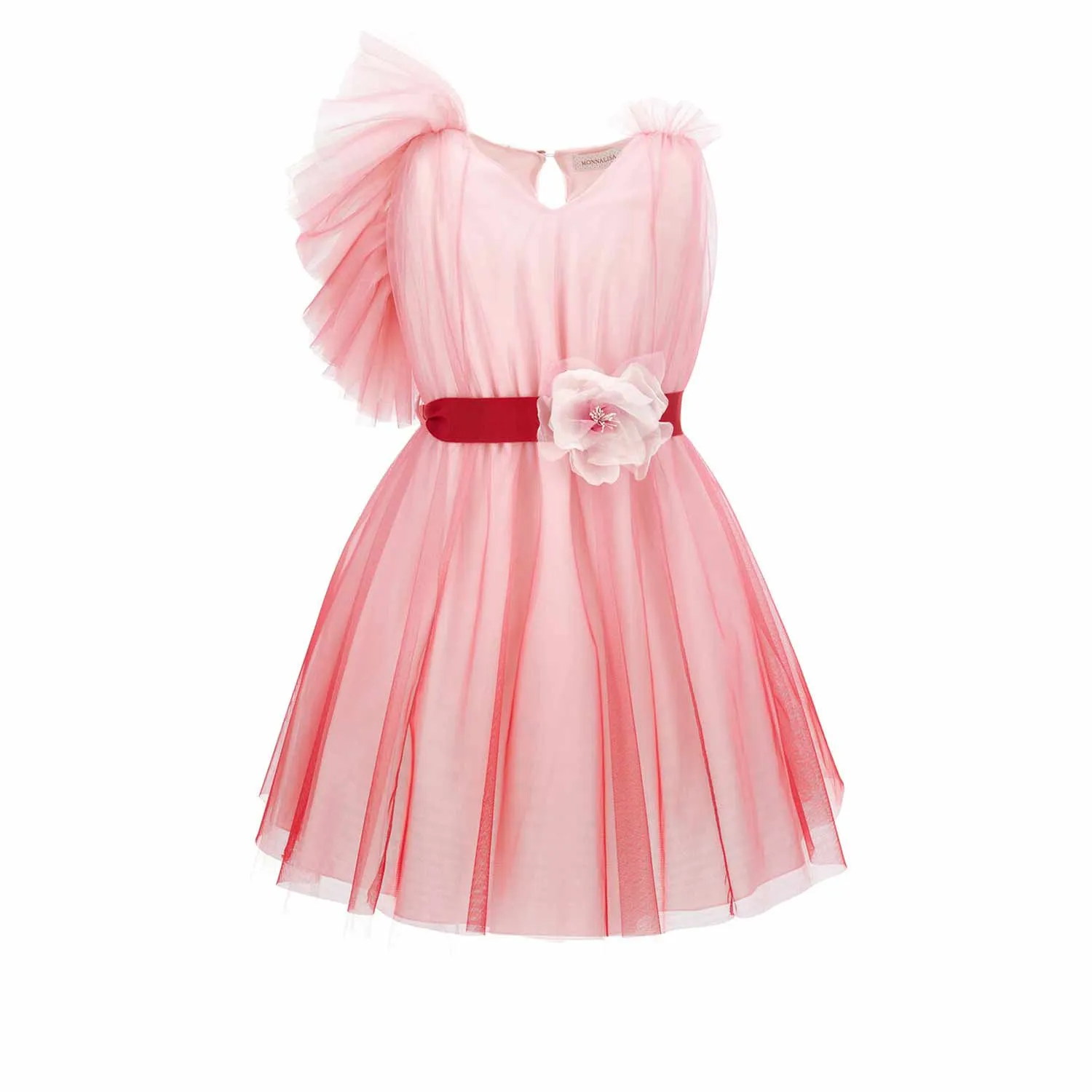 Monnalisa Shaded Pink And Cream Tulle Dress