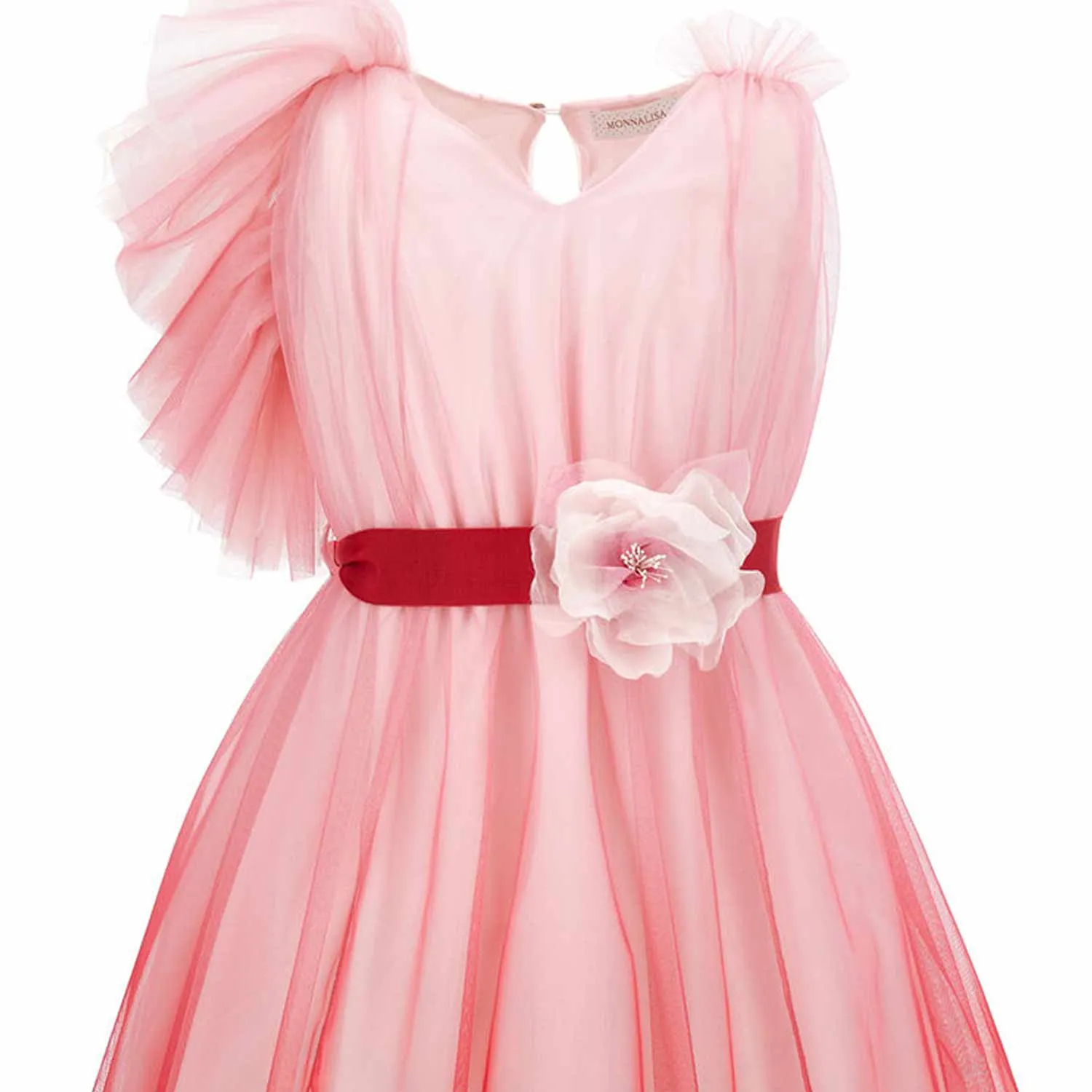 Monnalisa Shaded Pink And Cream Tulle Dress