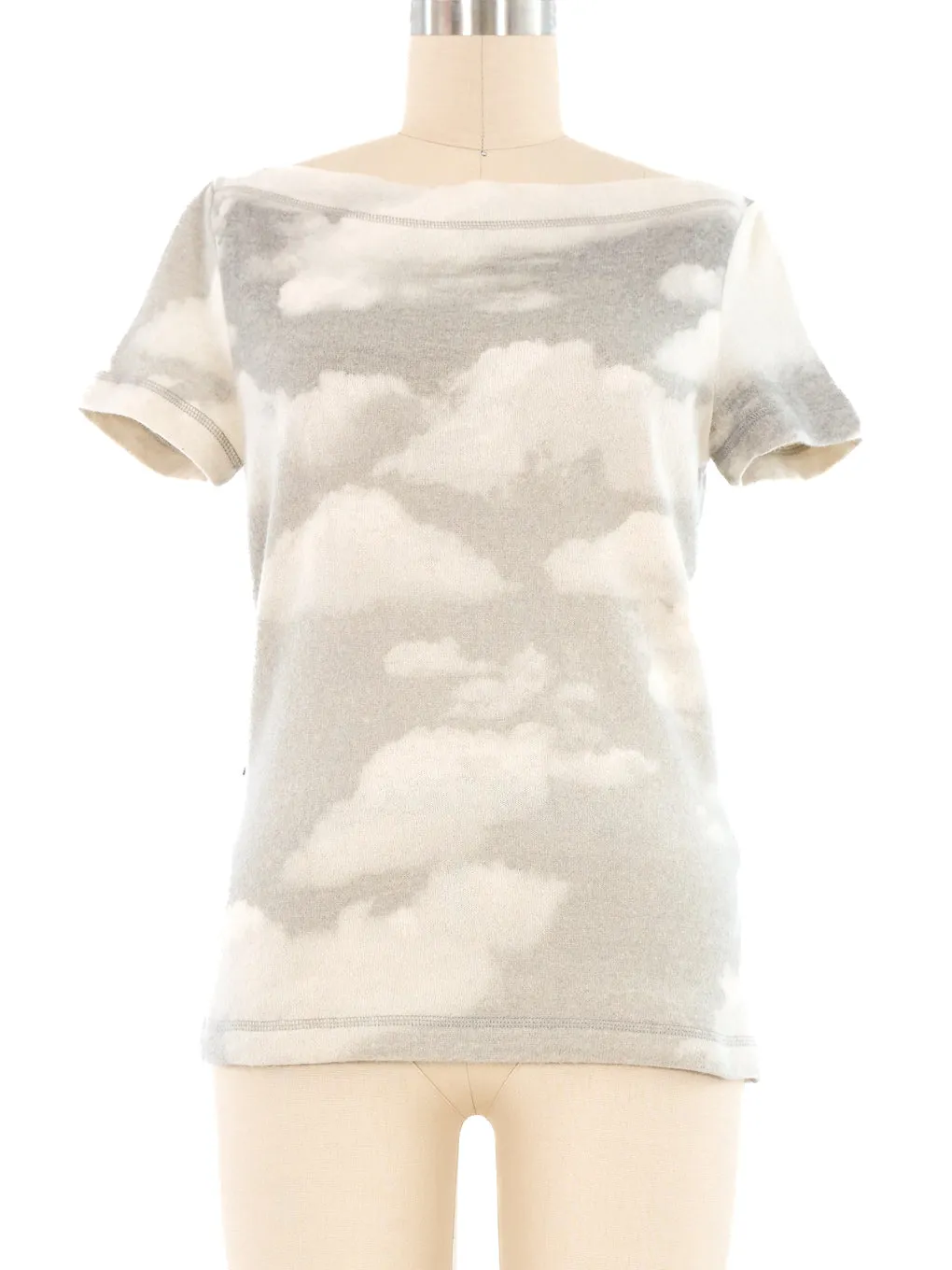 Moschino Cloud Printed Short Sleeve Sweater