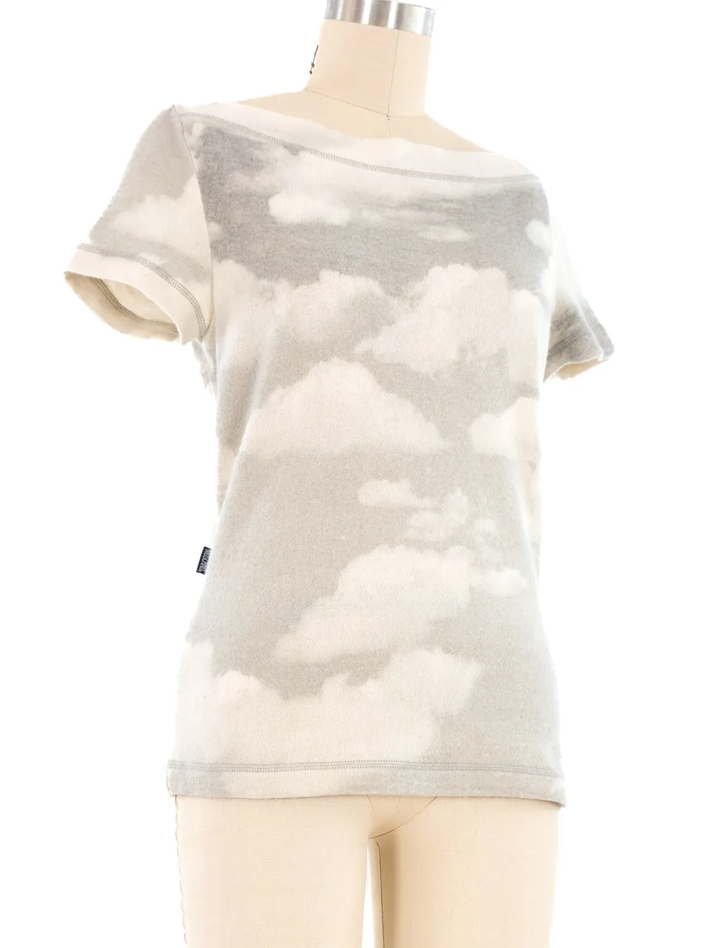 Moschino Cloud Printed Short Sleeve Sweater