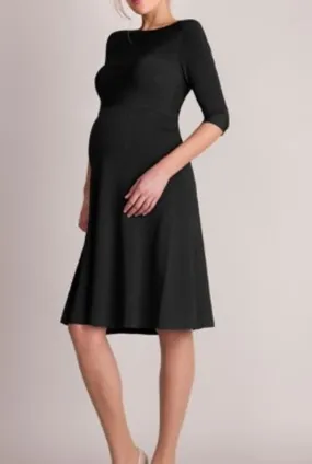 *New* Luxe by Seraphine Maternity Black Bodycon Low Back Flared Luxury Maternity Dress  (New with Tags - Size Small)