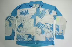 Nike Vintage International Atlas Map AOP 1990s Mens Aqua Volt Windbreaker Jacket