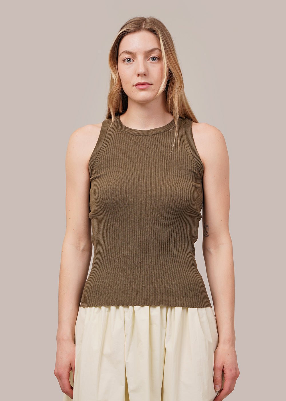 Olive Ribbed Knit Tank