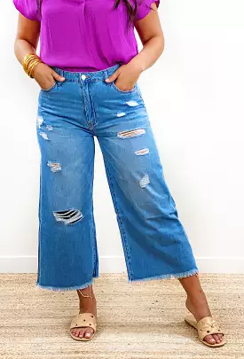 Olivia Wide Leg Distressed Denim by Vervet