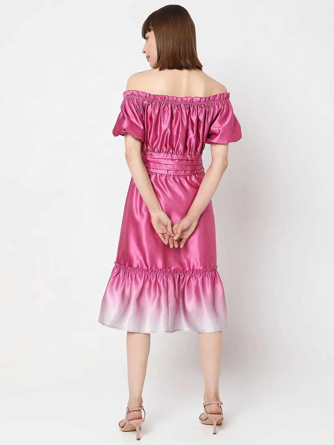 Ombre Pink Off-Shoulder Dress