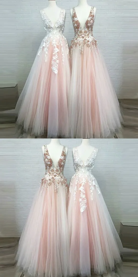 Pale Pink Tulle  Blush Pink Prom Dress Occasion Party Dress