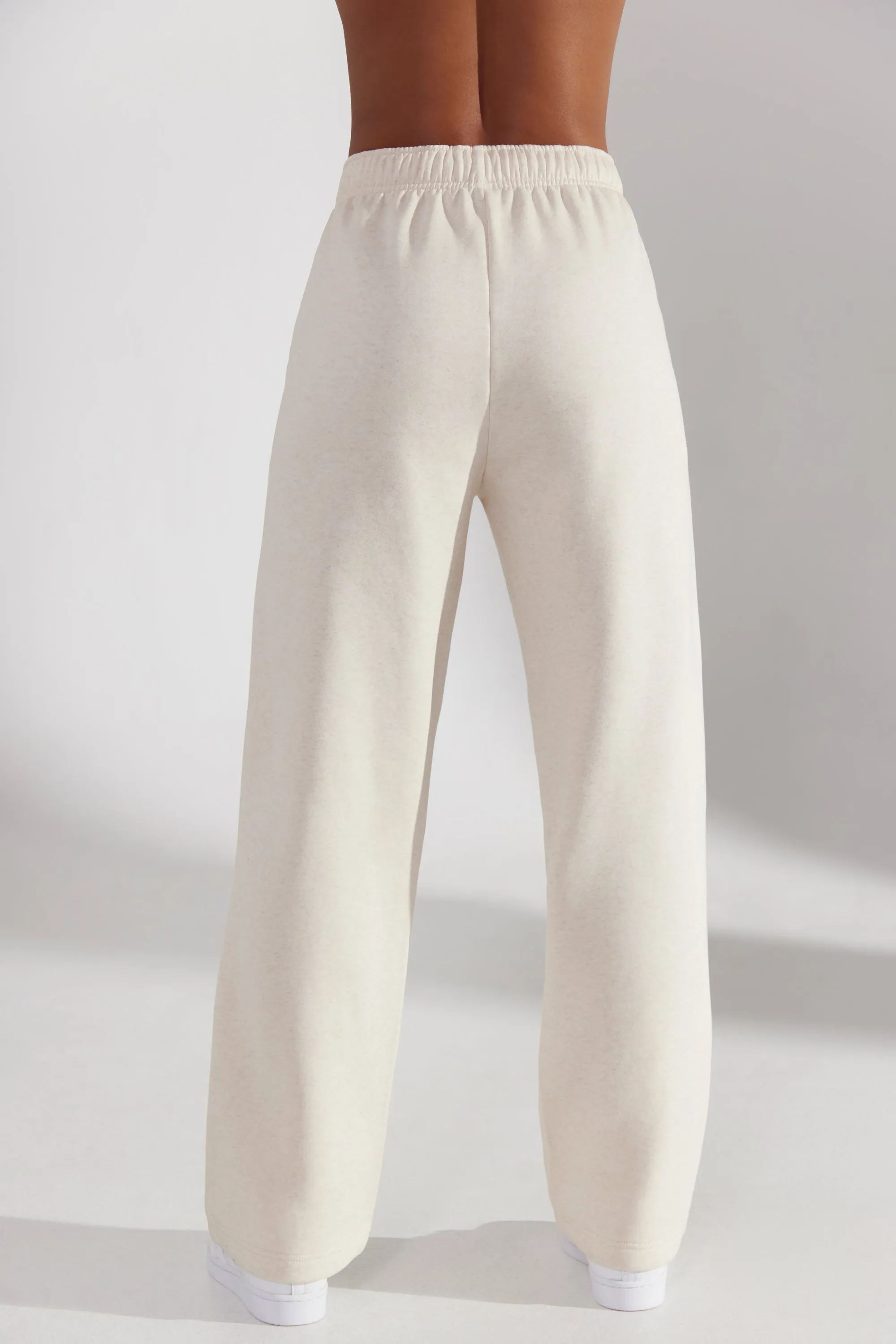 Petite Wide Leg Joggers in Heather Oat