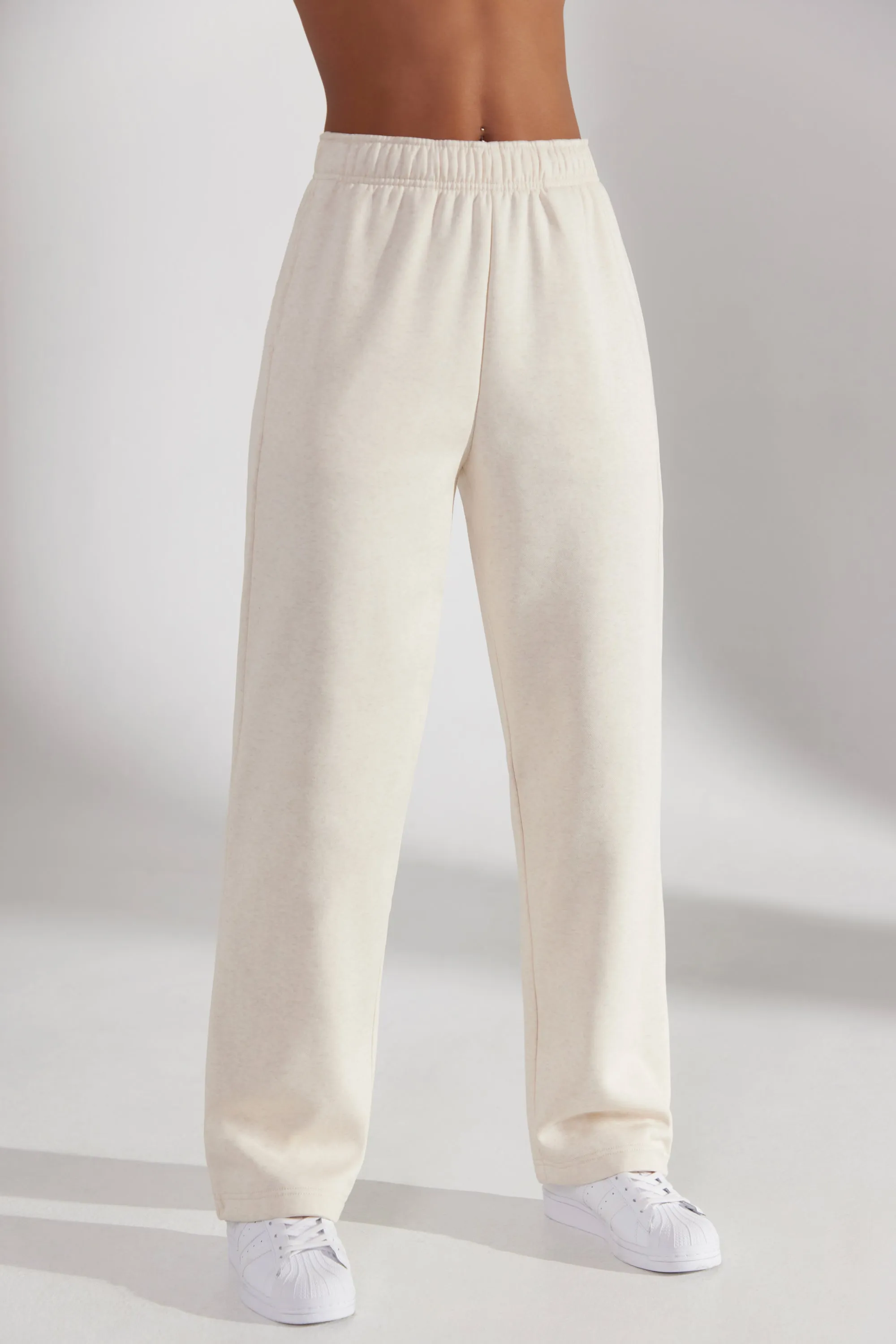 Petite Wide Leg Joggers in Heather Oat