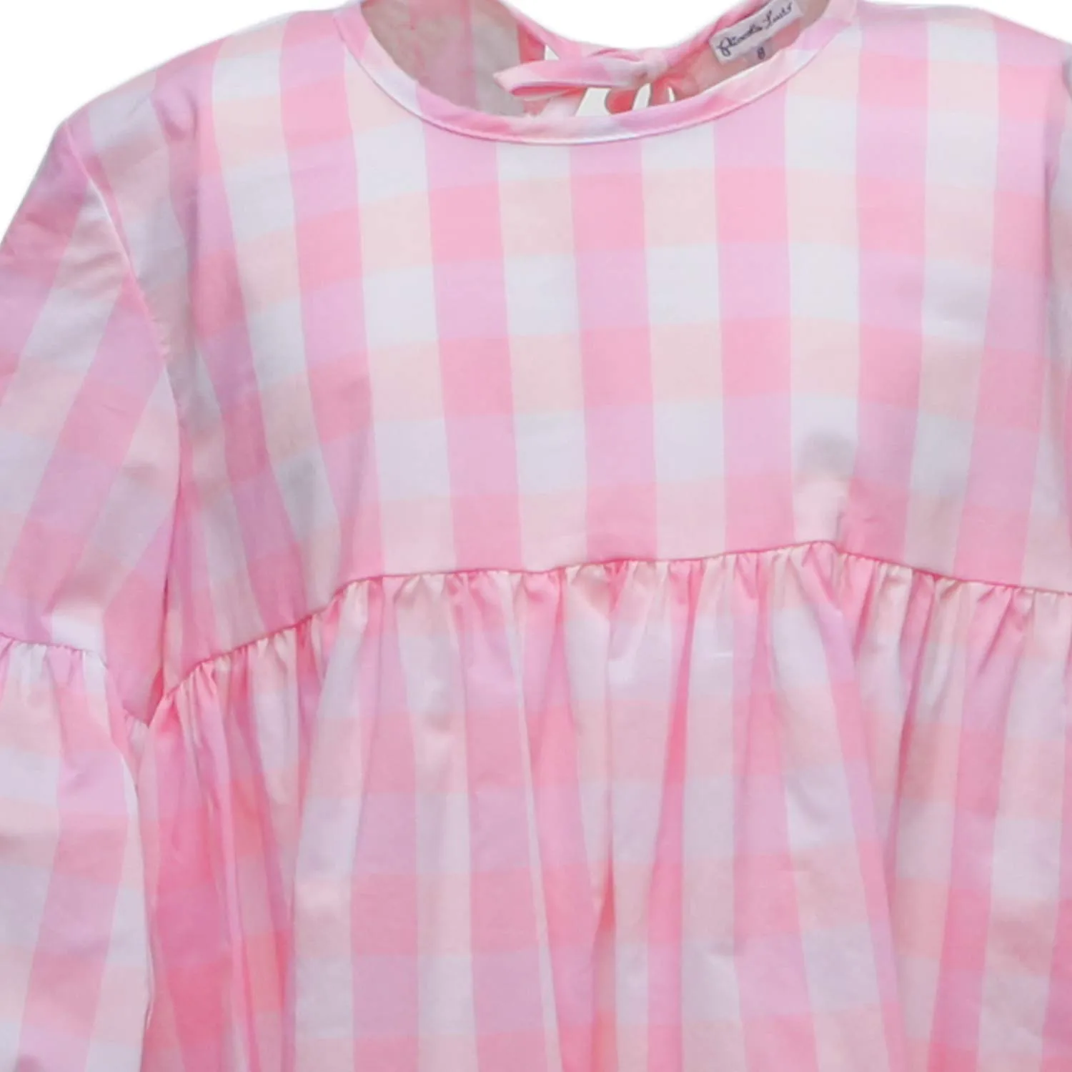 Piccolaludo Pink Check Dress For Girls