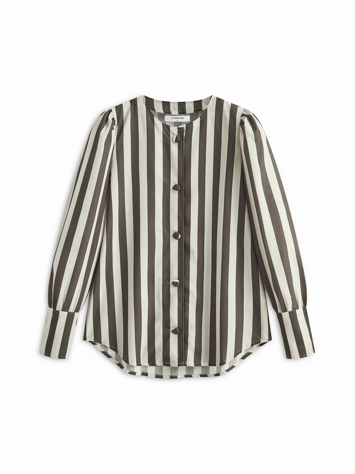 Pinstripe Button Long Sleeve Blouse