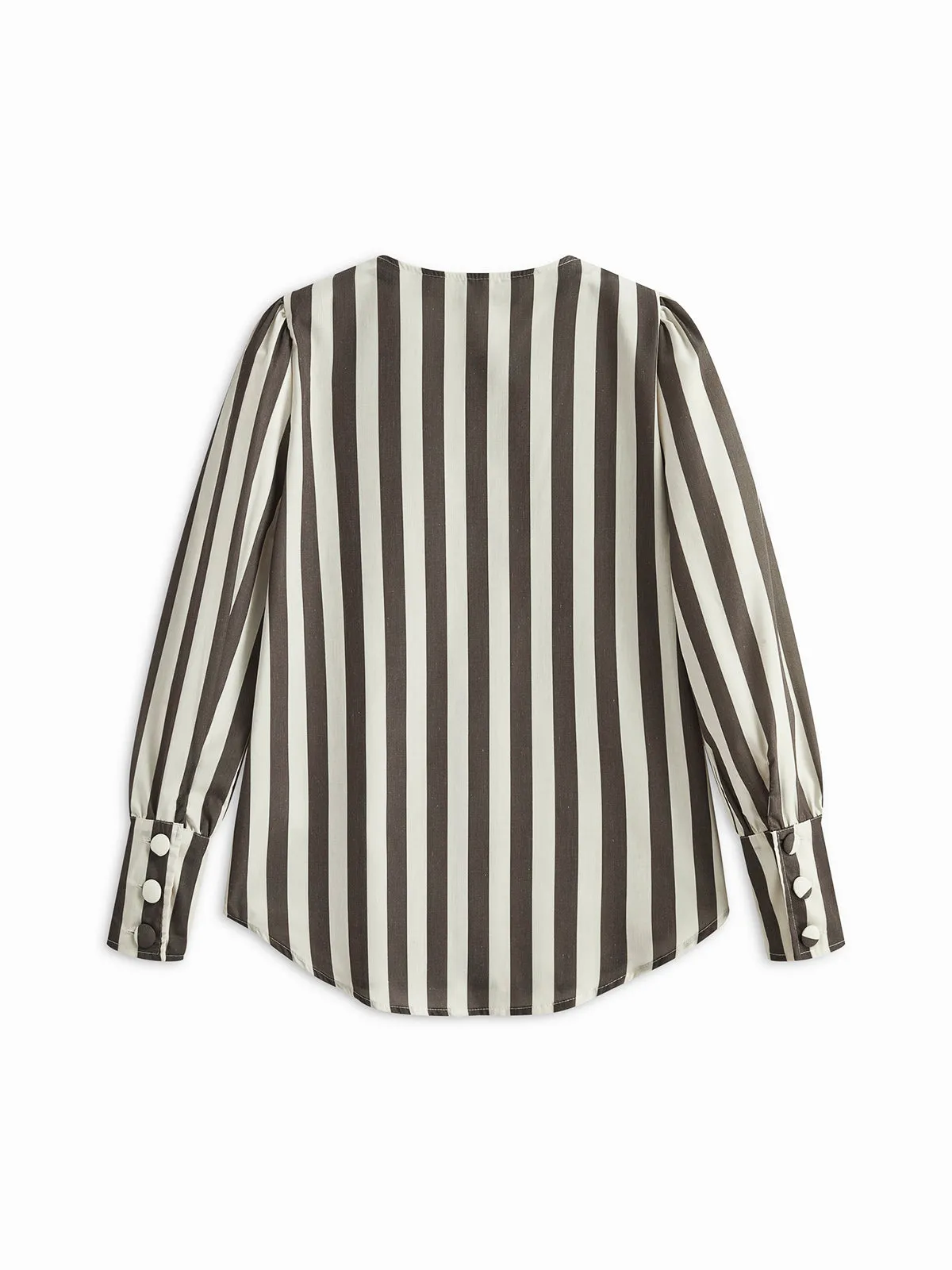 Pinstripe Button Long Sleeve Blouse