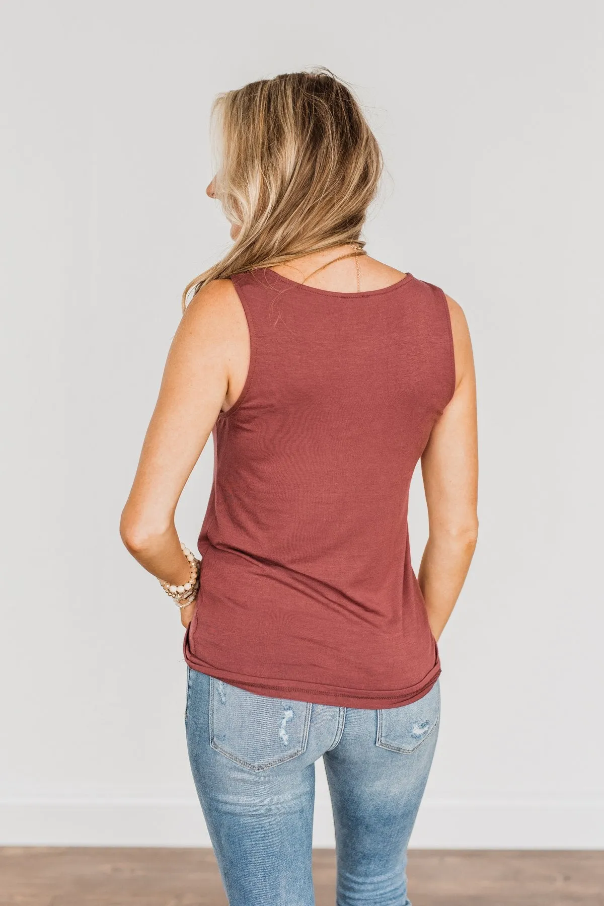 Places To Go Criss-Cross Tank Top- Marsala