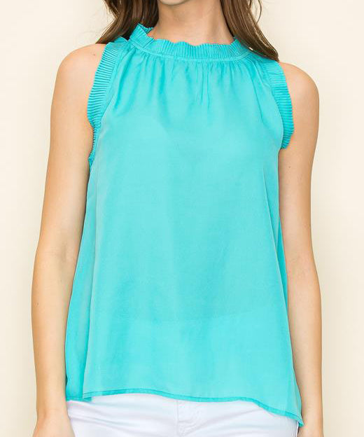 Pleated Tank Top - Dark Mint