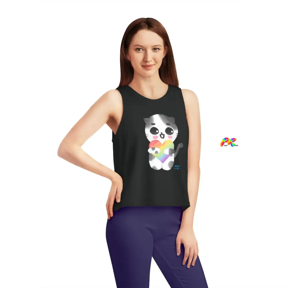 Pride/LGBTQ Flowy Crop Top Pride Cat