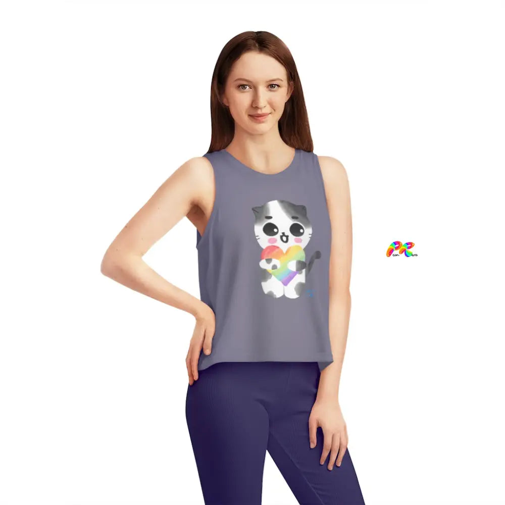 Pride/LGBTQ Flowy Crop Top Pride Cat