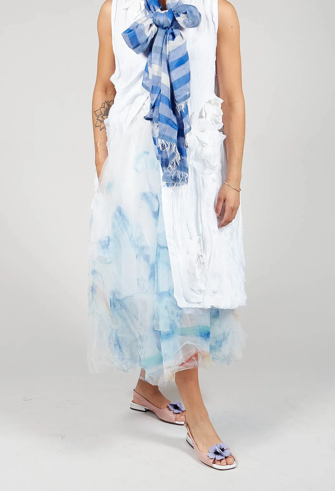 Printwork Tulle Skirt in Blue