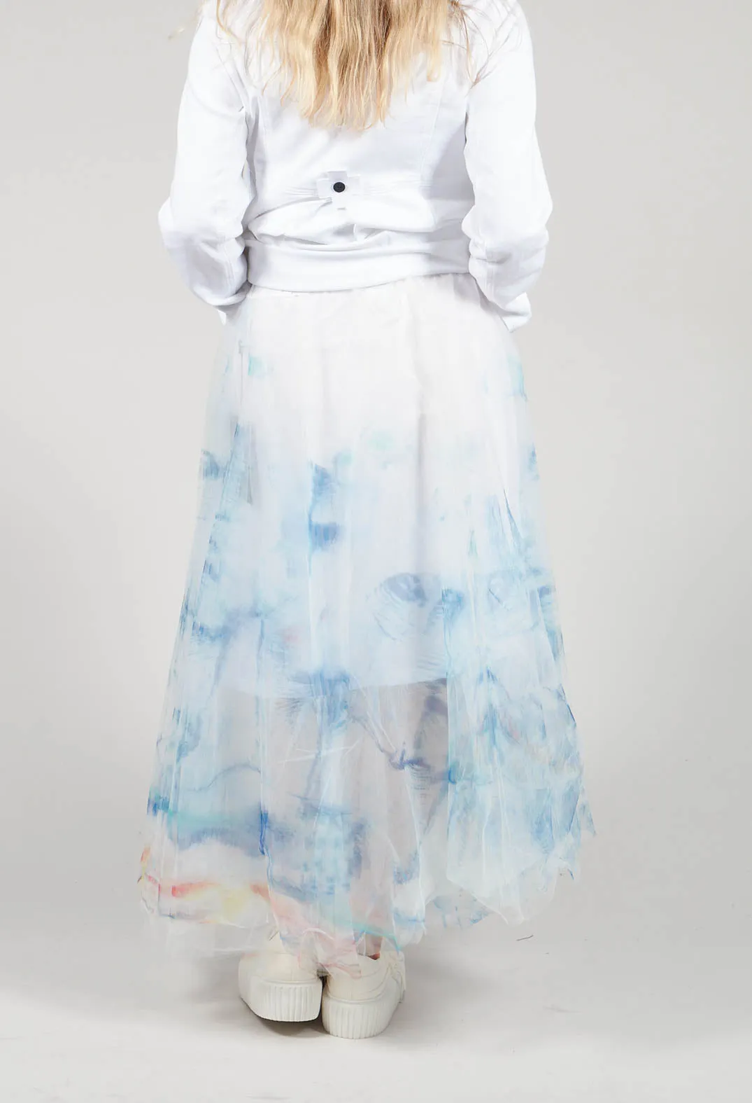 Printwork Tulle Skirt in Blue