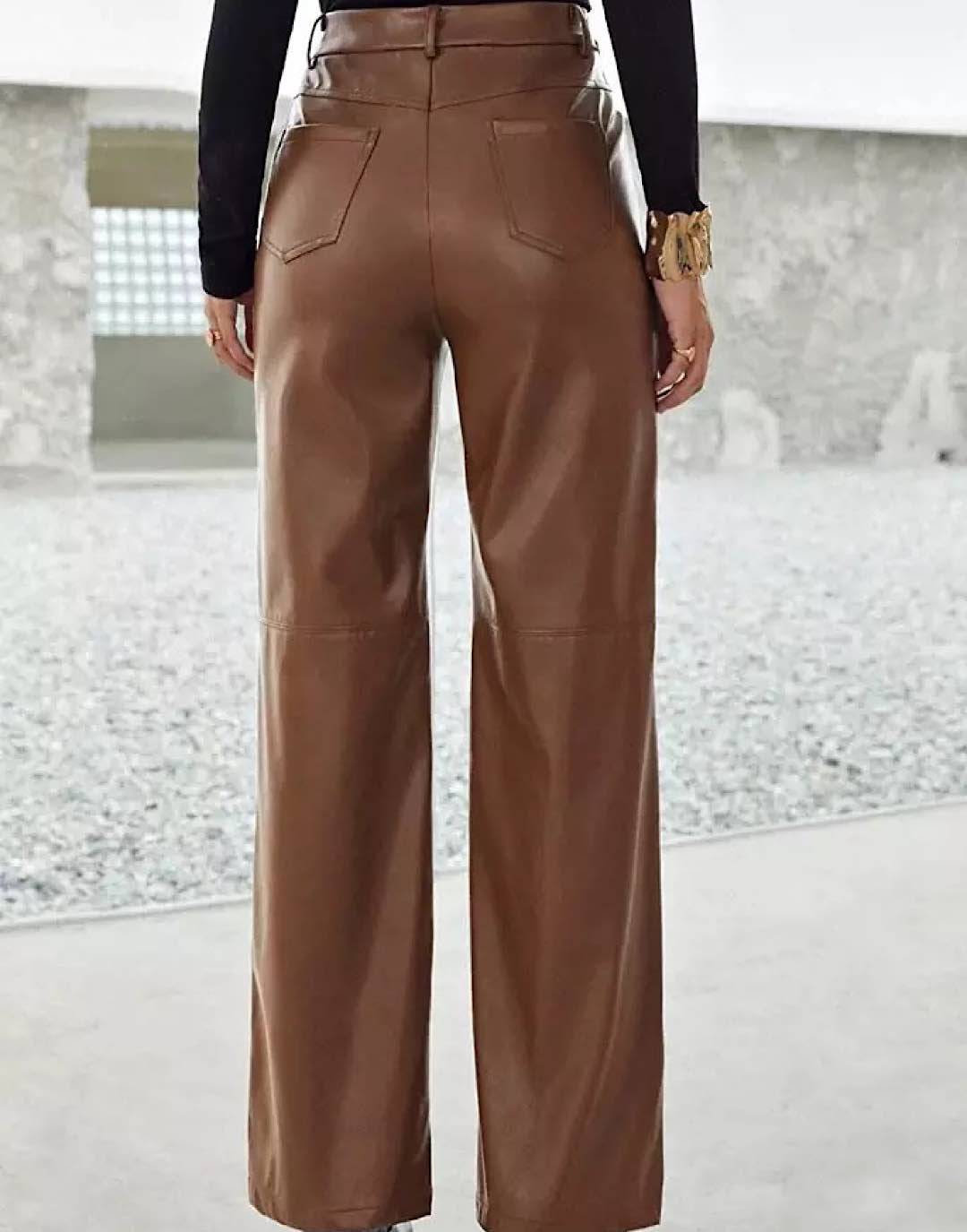 PU Leather Wide Leg Pants