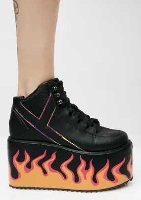 Qozmo Black Flames Platform Sneakers-