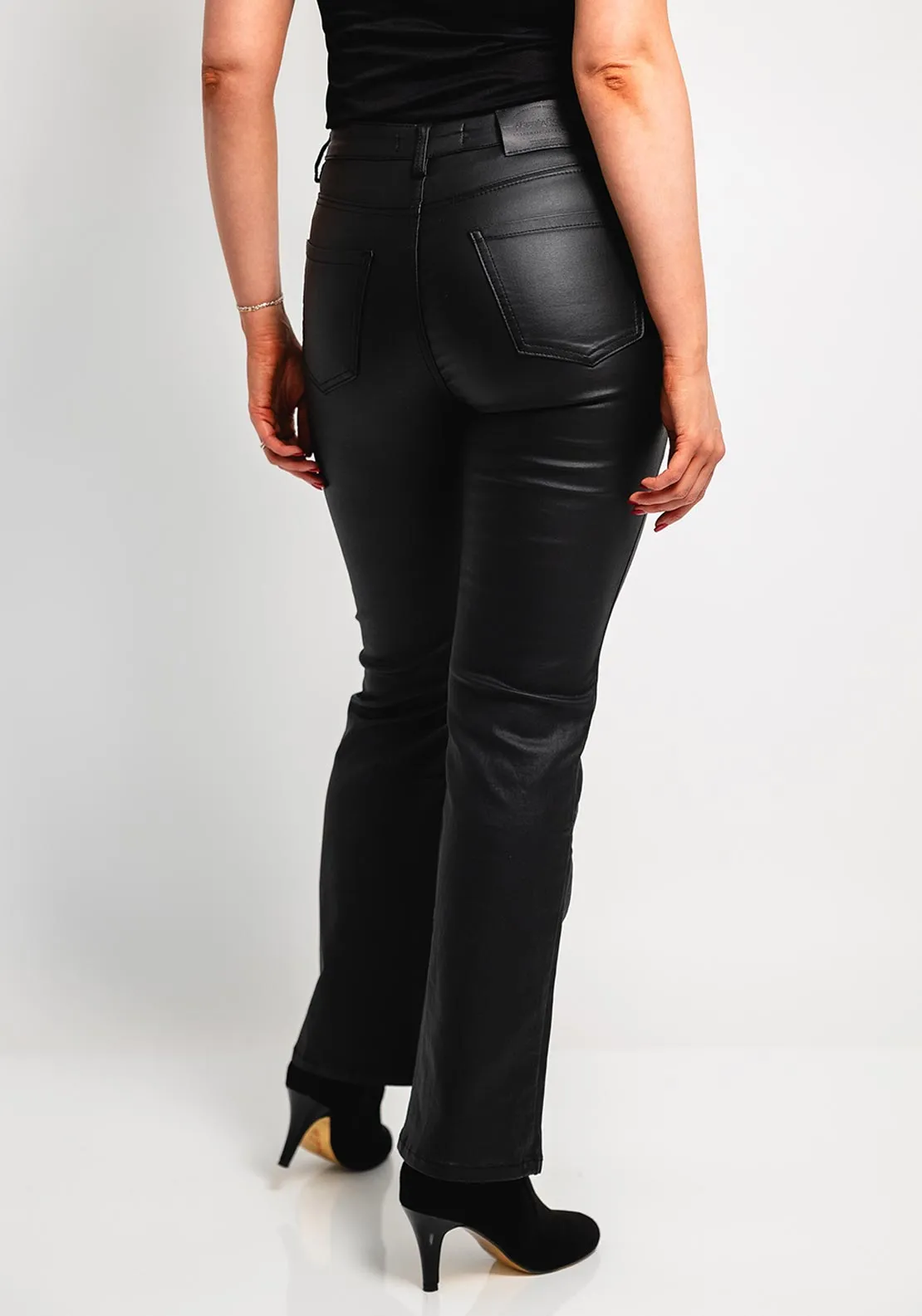 Rant and Rave Eloise Faux Leather Bootcut Trousers, Black