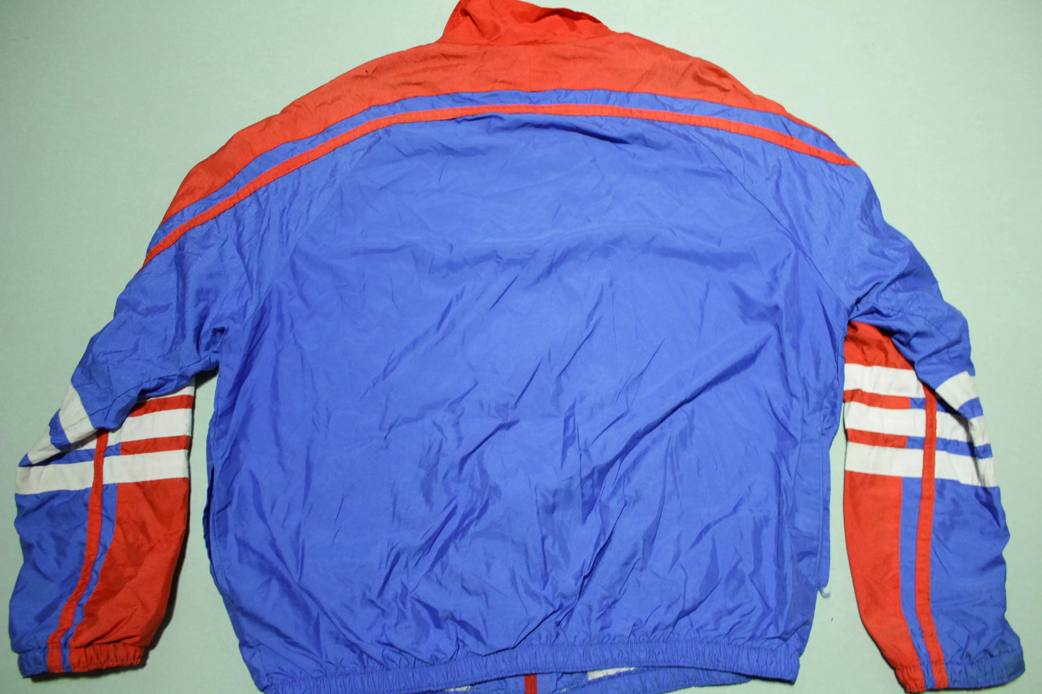 Reebok Made in USA Vintage 80's Red Blue Striped Track Windbreaker Jacket