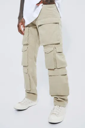 Relaxed Overdye Multi Cargo Jeans | boohooMAN UK