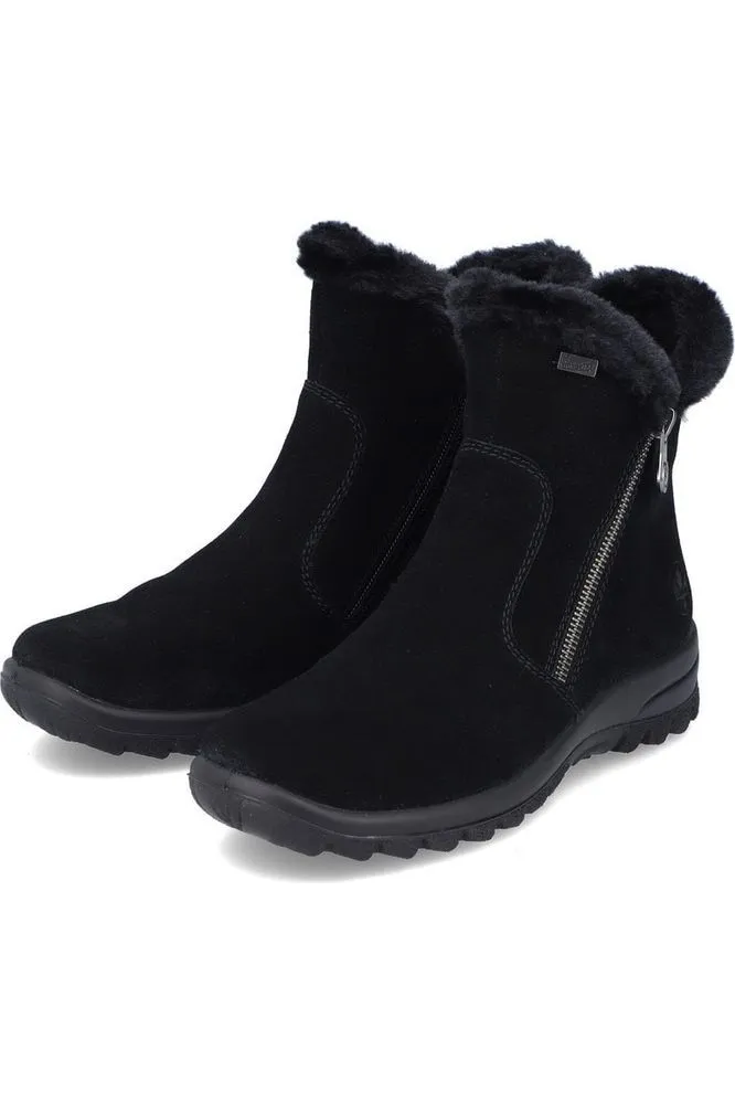 Rieker Ladies Boots L7162-00 waterproof in black suede