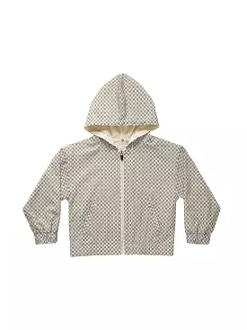 Rylee & Cru - Grey Micro Check Hooded Windbreaker