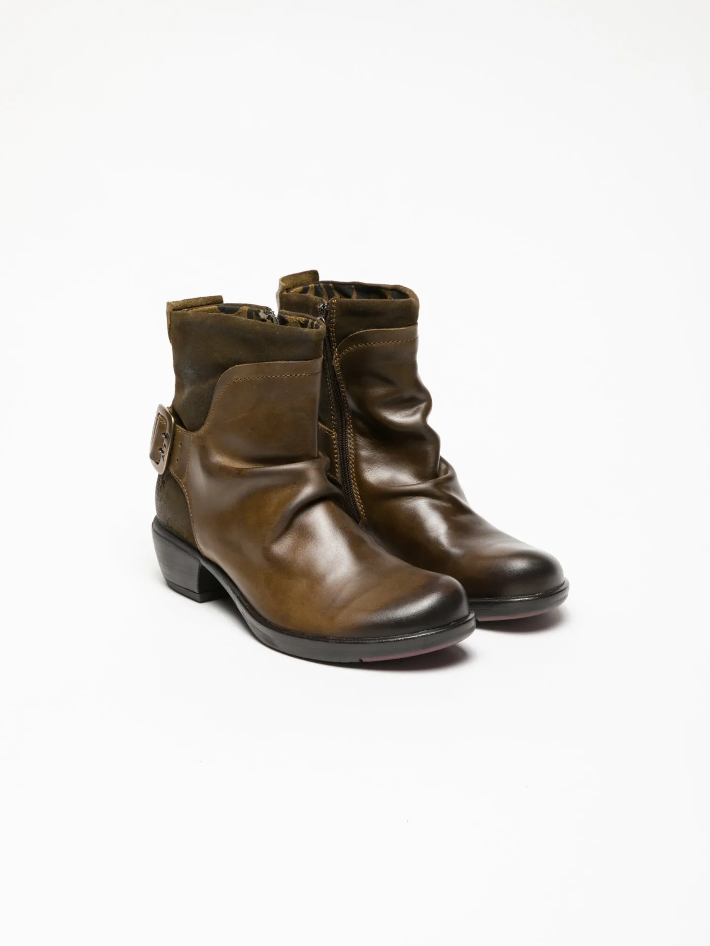 SaddleBrown Buckle Ankle Boots