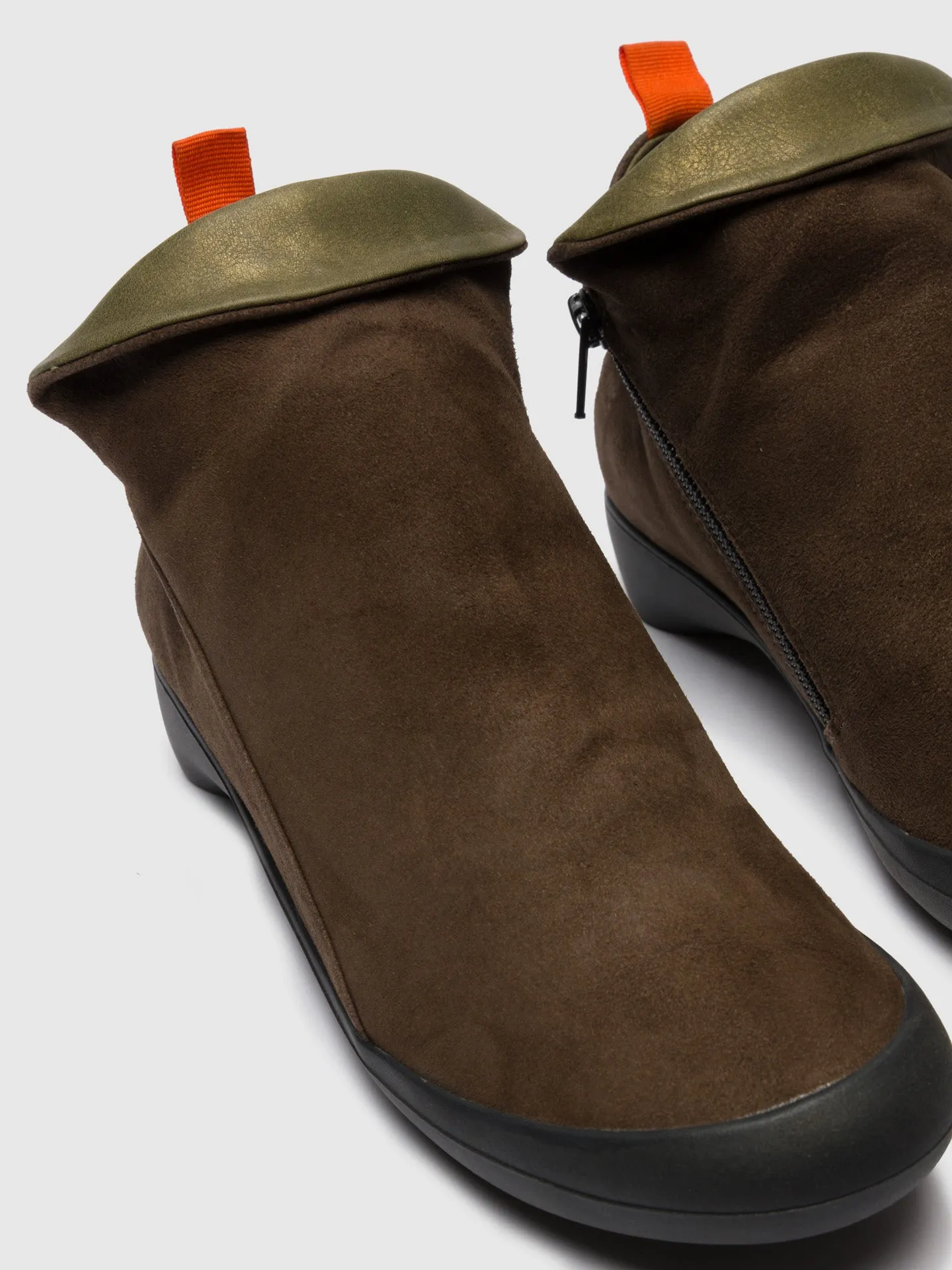 SandyBrown Zip Up Ankle Boots