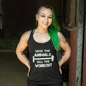 Save the Animals, Kill The Workout Women's Racerback Tank - 3 Colors