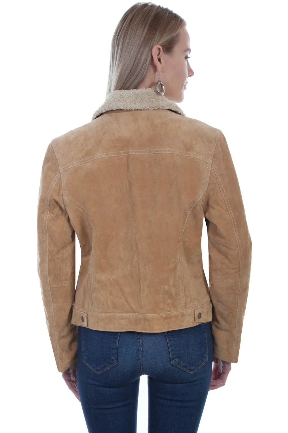 Scully Womens Old Rust Suede Faux Fur Jean Jacket L