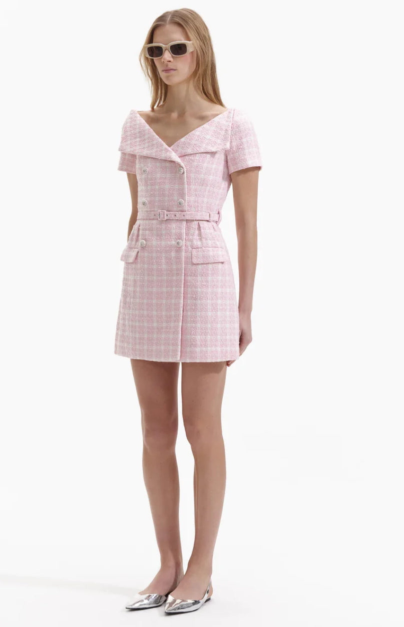 Self-portrait - Boucle Mini Dress - Pink