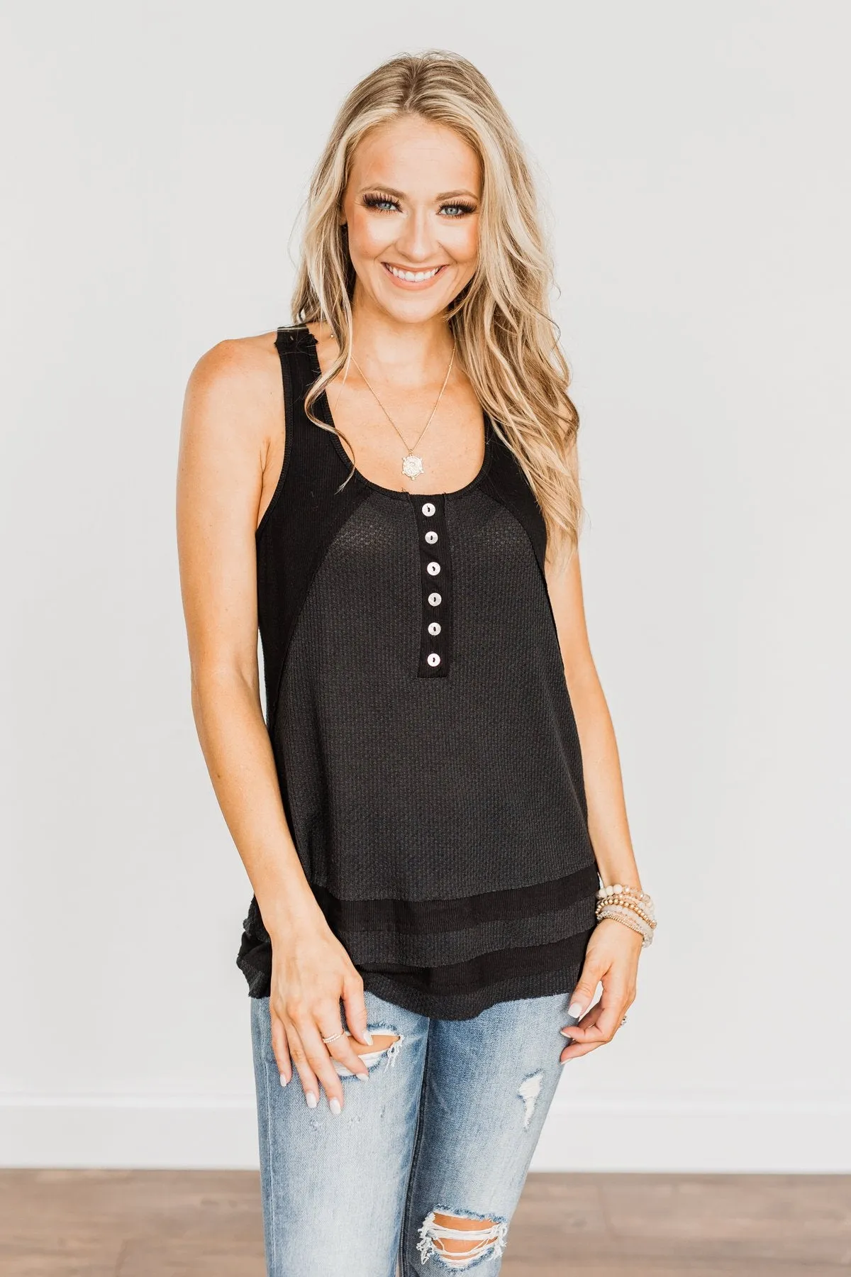 Set Yourself Free Knit Tank Top- Black