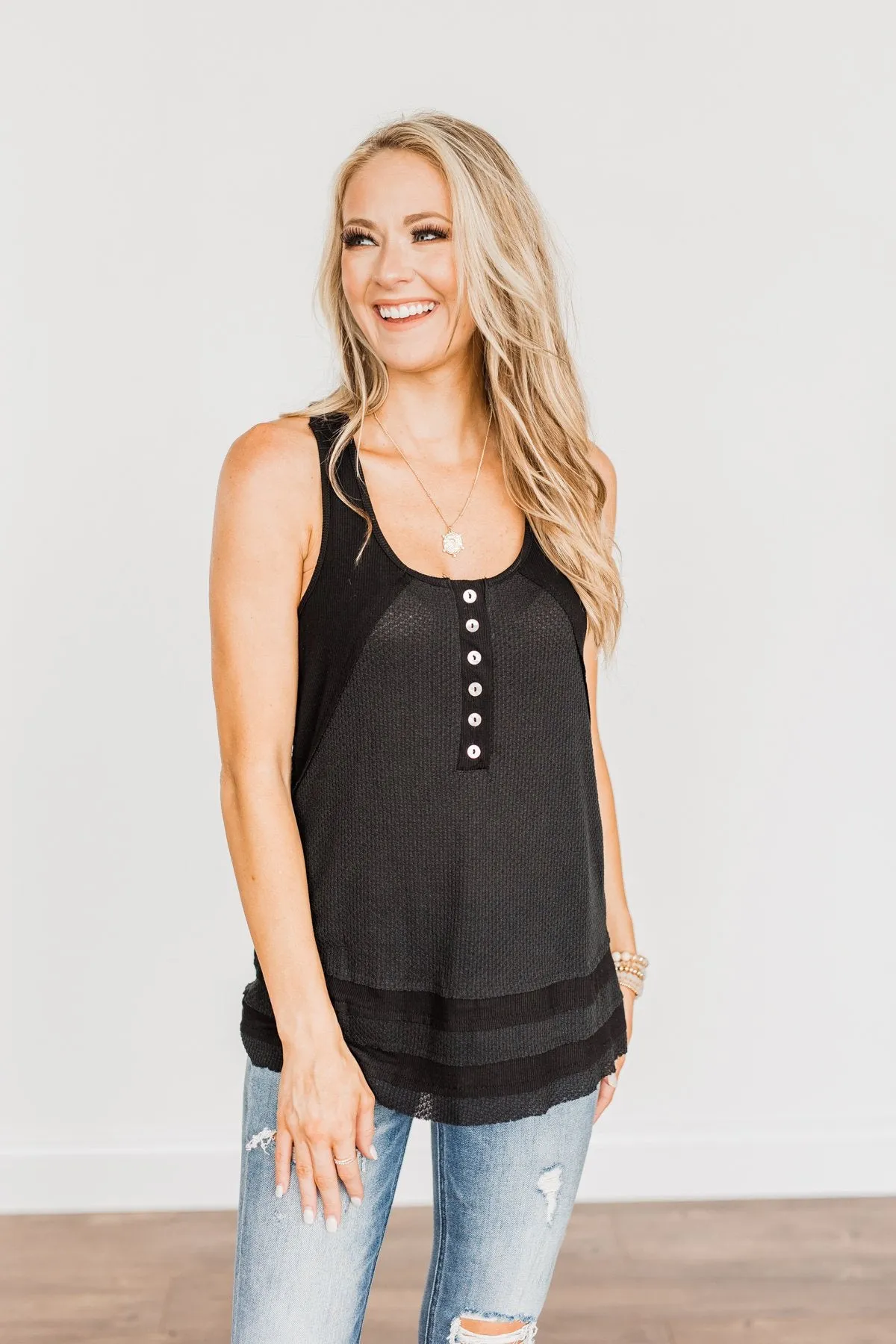 Set Yourself Free Knit Tank Top- Black