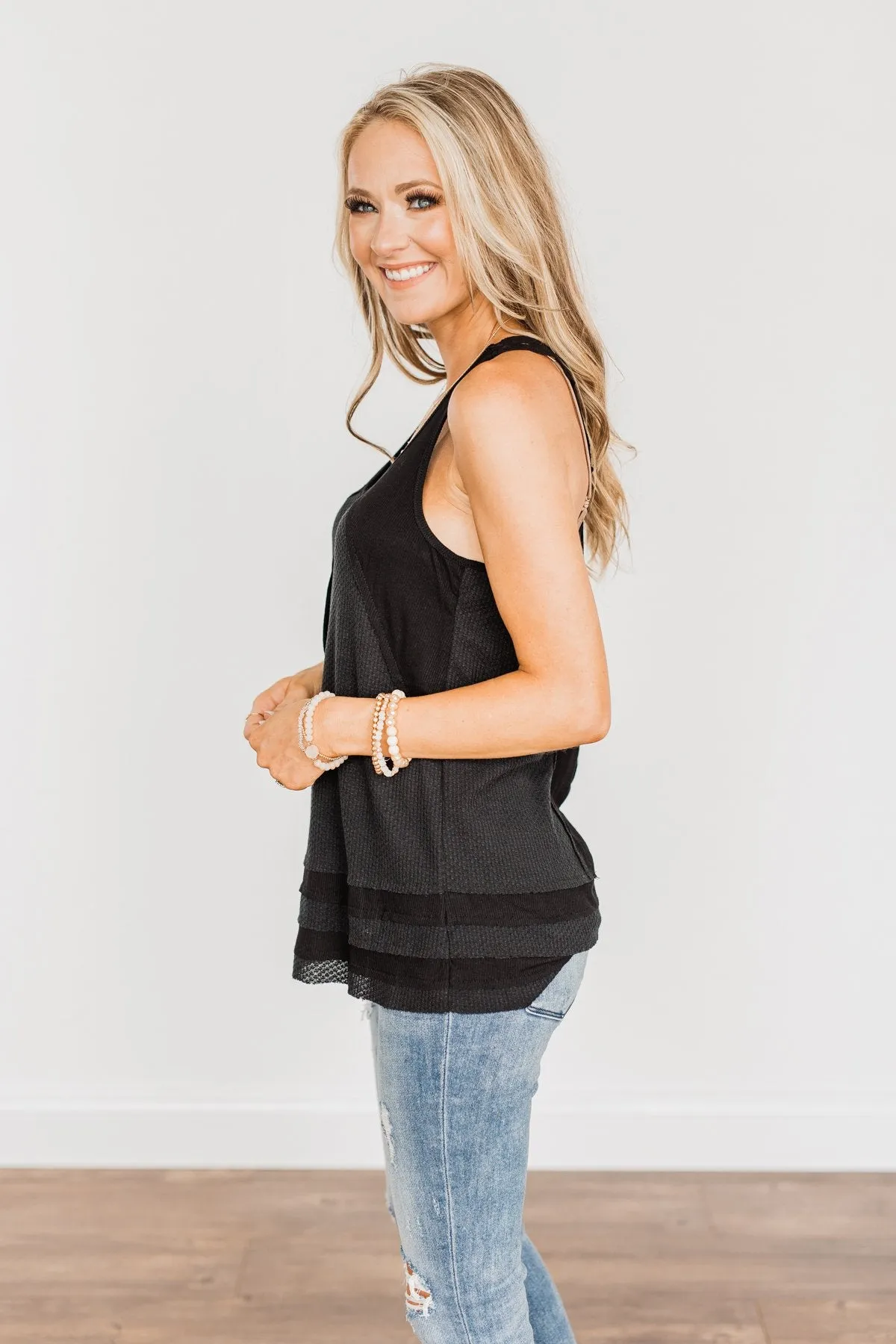 Set Yourself Free Knit Tank Top- Black