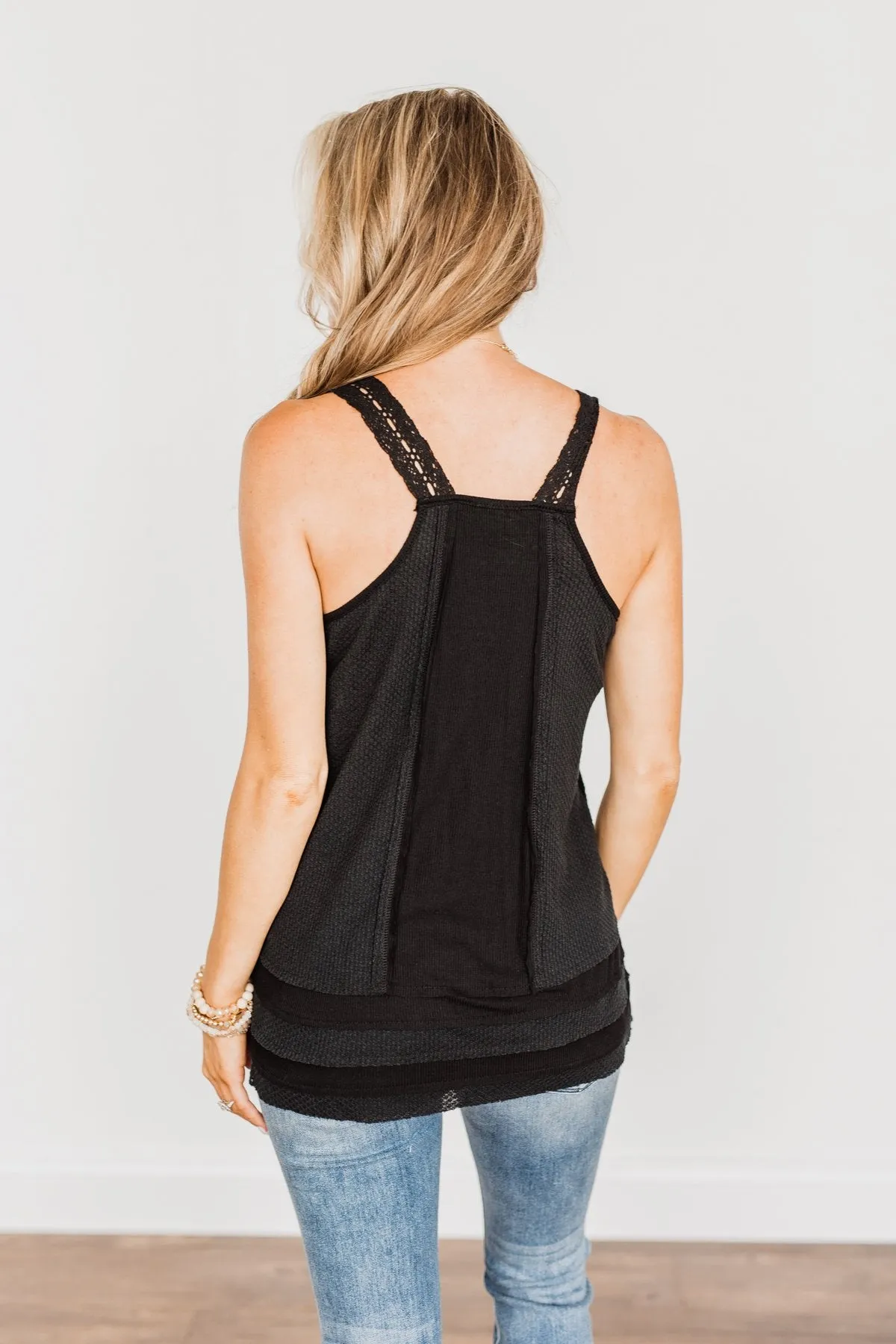 Set Yourself Free Knit Tank Top- Black